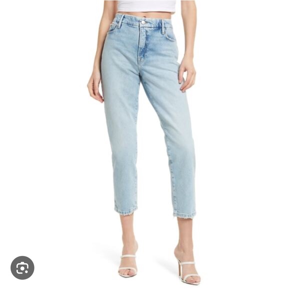 NWT GOOD AMERICAN Good Girlfriend Crop Straight Leg Jeans Indigo026 size 16 - Picture 1 of 8